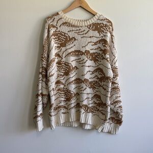 Dominic & Maria Vintage USA Knit Sweater Brown Cream Abstract Pattern